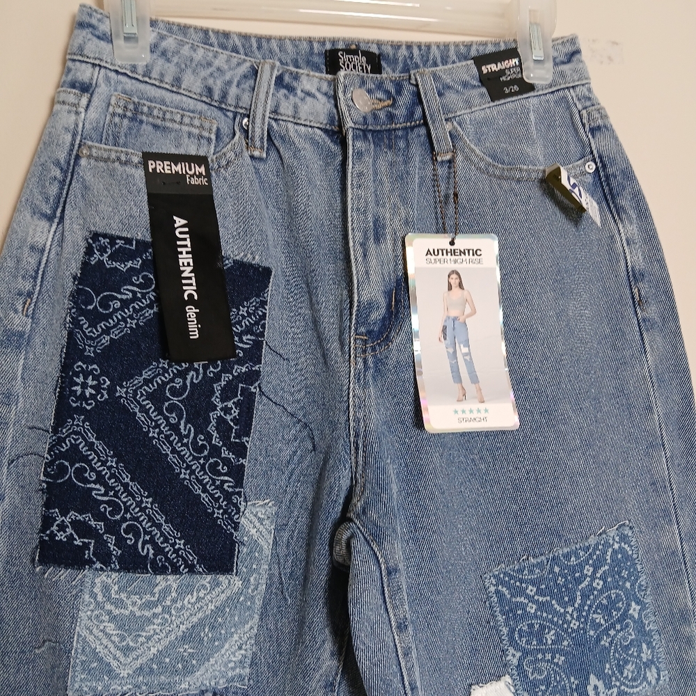 Simple Society Jeans Straight Super High Rise Size 3 vintage look - Picture 4 of 9